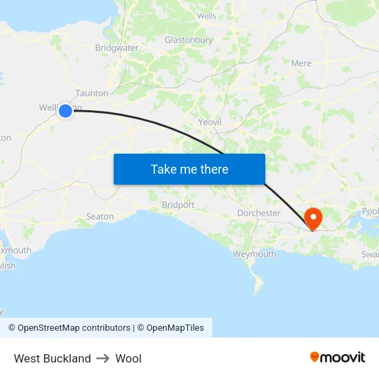 West Buckland to Wool map
