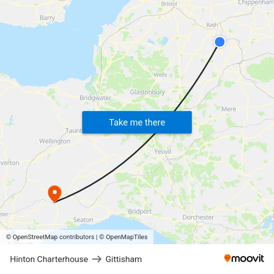 Hinton Charterhouse to Gittisham map