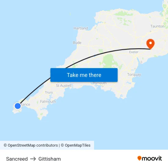 Sancreed to Gittisham map