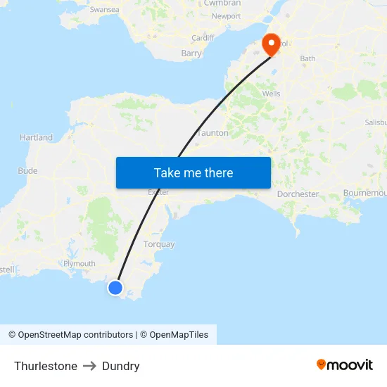 Thurlestone to Dundry map