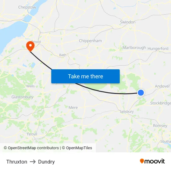 Thruxton to Dundry map