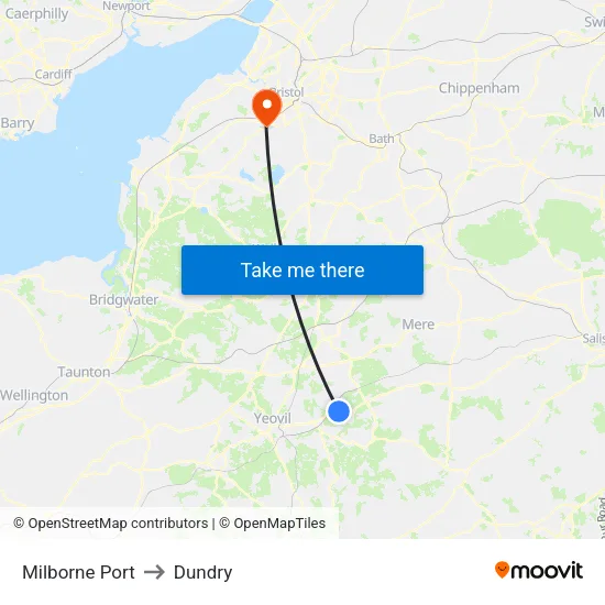 Milborne Port to Dundry map