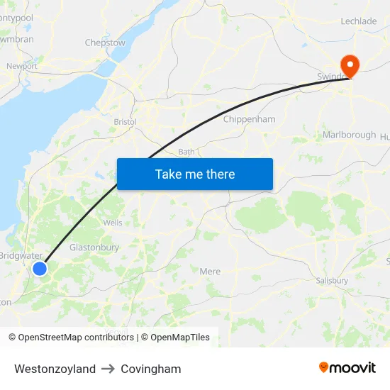 Westonzoyland to Covingham map