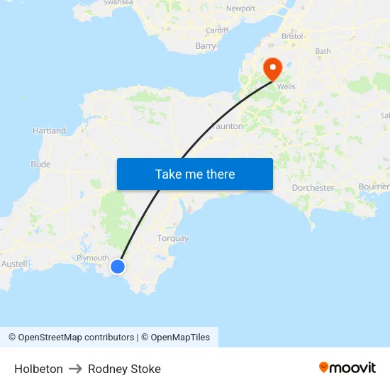 Holbeton to Rodney Stoke map