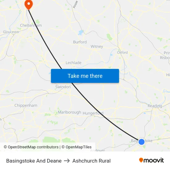 Basingstoke And Deane to Ashchurch Rural map