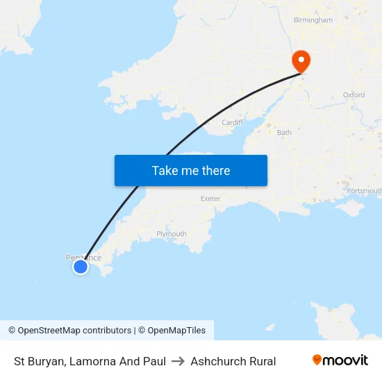 St Buryan, Lamorna And Paul to Ashchurch Rural map