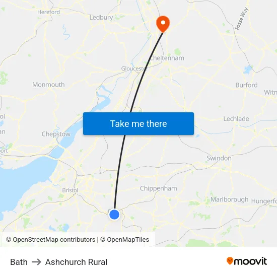 Bath to Ashchurch Rural map