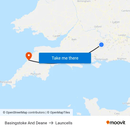 Basingstoke And Deane to Launcells map