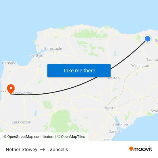 Nether Stowey to Launcells map