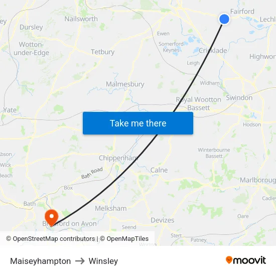 Maiseyhampton to Winsley map