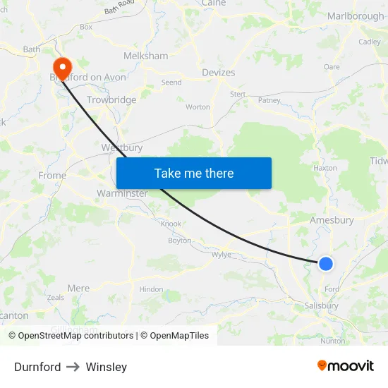 Durnford to Winsley map
