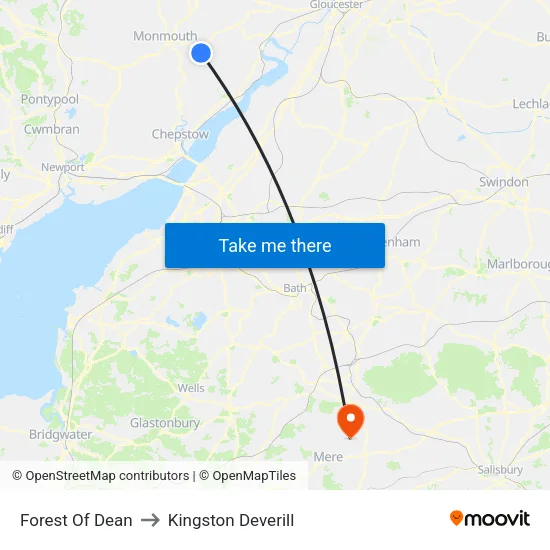 Forest Of Dean to Kingston Deverill map