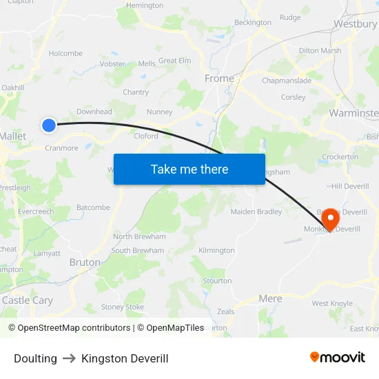 Doulting to Kingston Deverill map