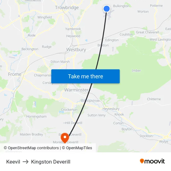 Keevil to Kingston Deverill map