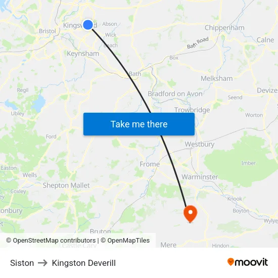Siston to Kingston Deverill map