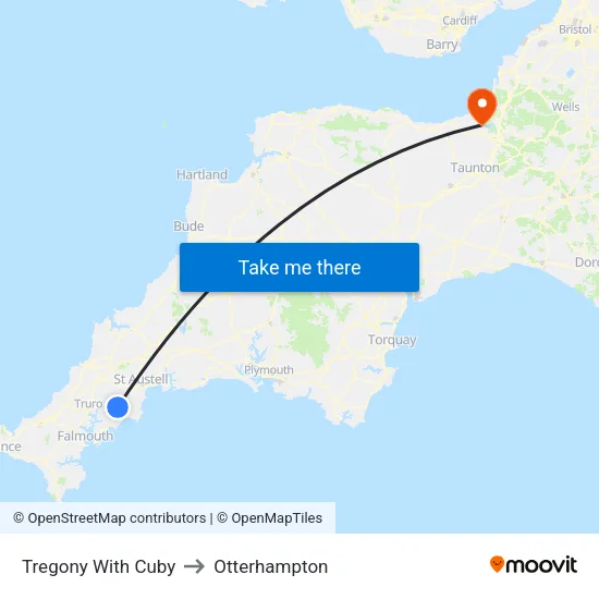 Tregony With Cuby to Otterhampton map