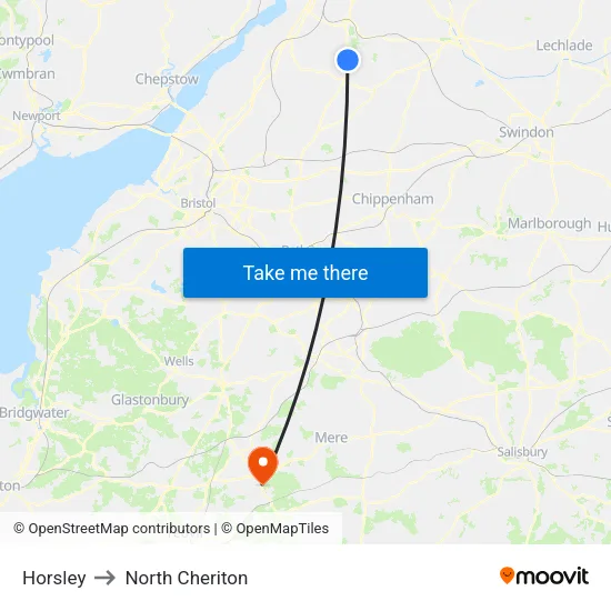 Horsley to North Cheriton map