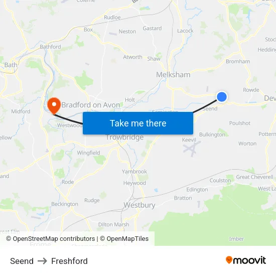 Seend to Freshford map