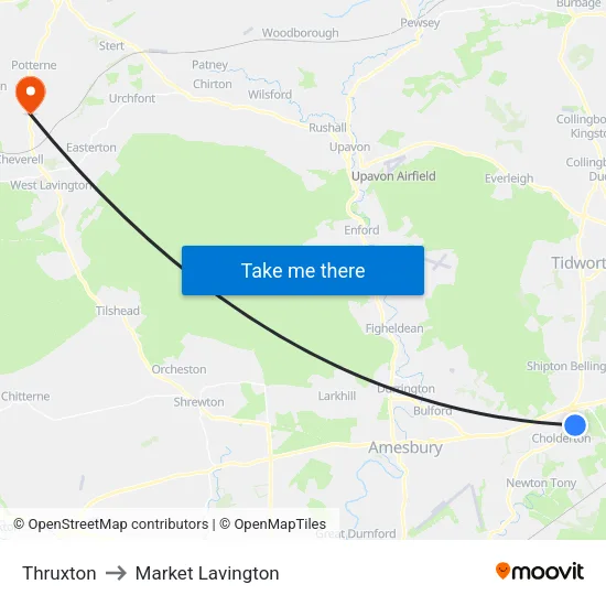 Thruxton to Market Lavington map