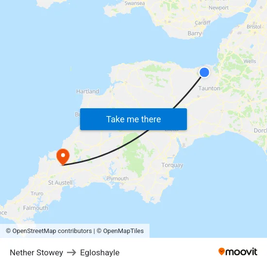 Nether Stowey to Egloshayle map
