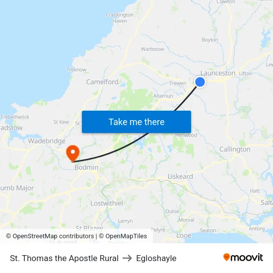 St. Thomas the Apostle Rural to Egloshayle map