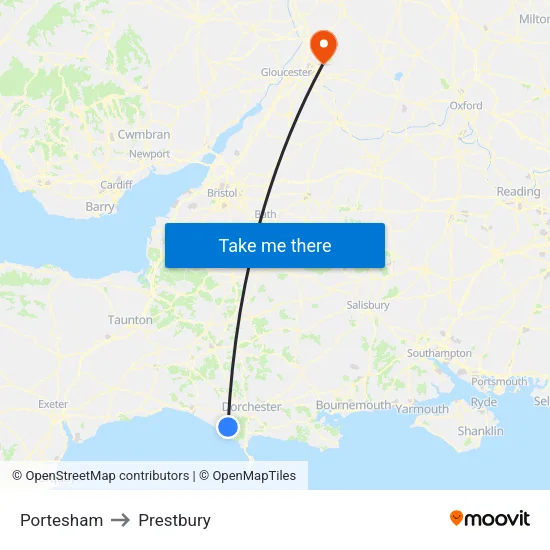 Portesham to Prestbury map