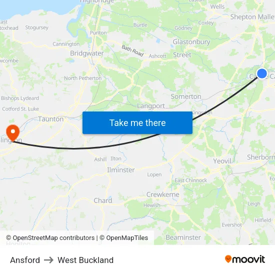 Ansford to West Buckland map