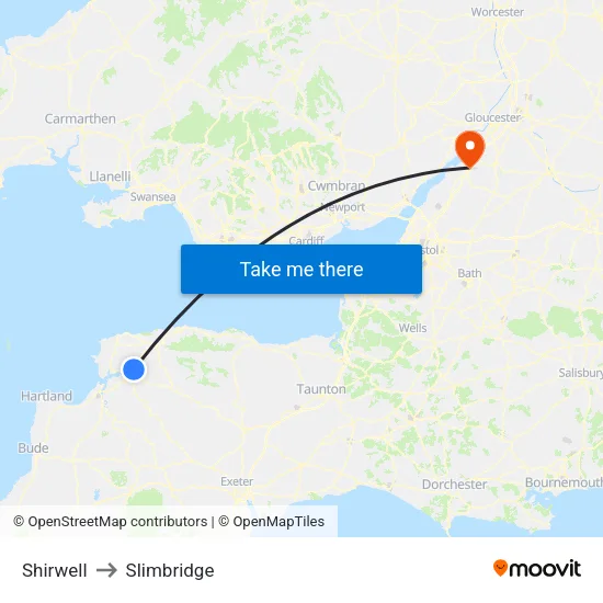 Shirwell to Slimbridge map