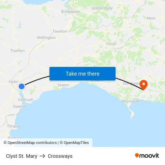 Clyst St. Mary to Crossways map