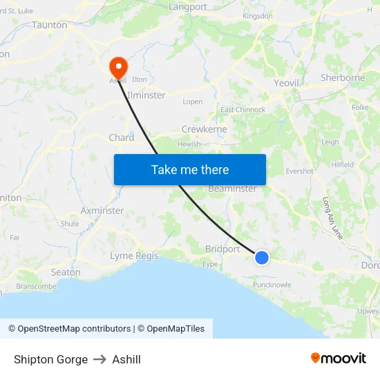 Shipton Gorge to Ashill map