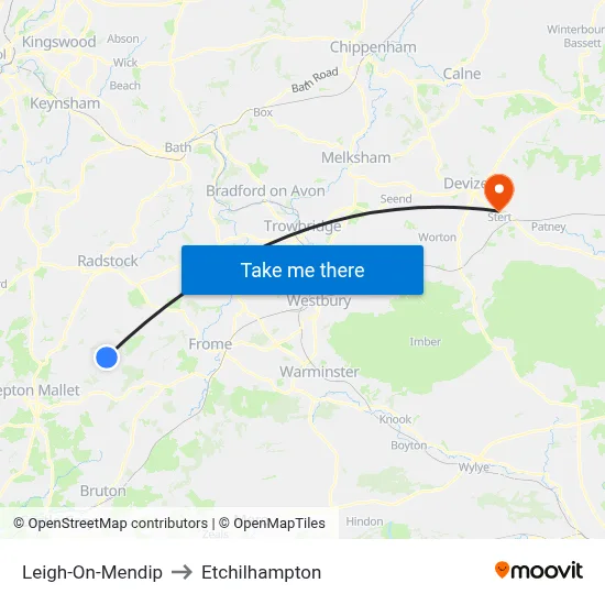 Leigh-On-Mendip to Etchilhampton map