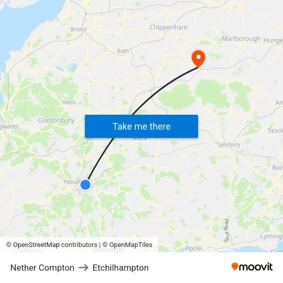 Nether Compton to Etchilhampton map
