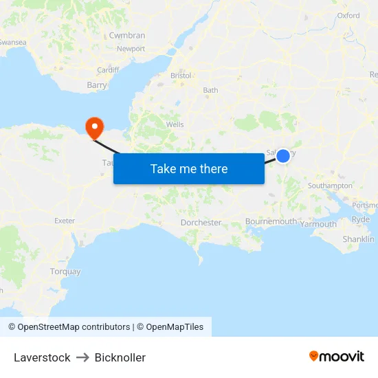 Laverstock to Bicknoller map