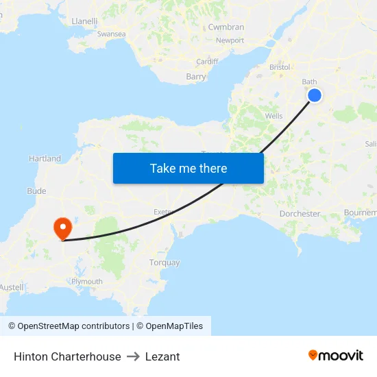 Hinton Charterhouse to Lezant map