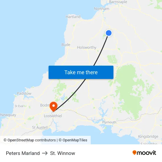Peters Marland to St. Winnow map