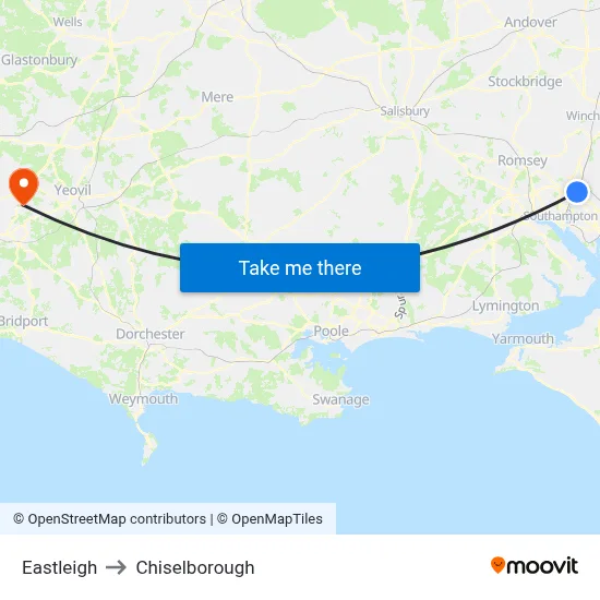 Eastleigh to Chiselborough map