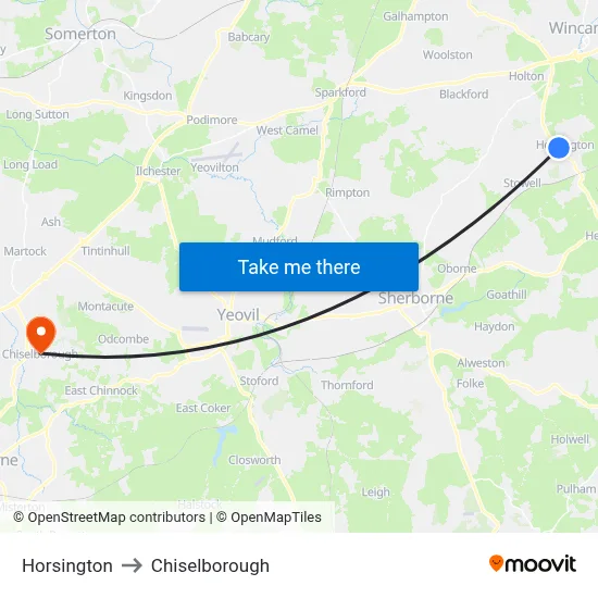 Horsington to Chiselborough map