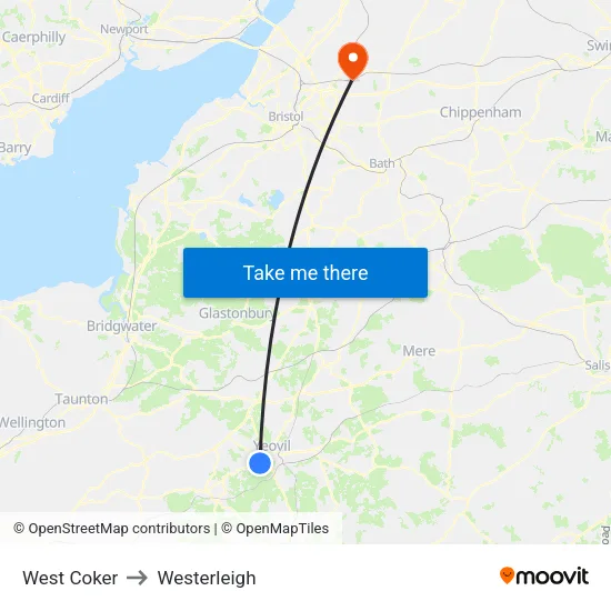 West Coker to Westerleigh map