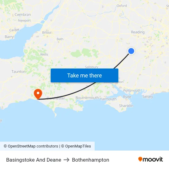 Basingstoke And Deane to Bothenhampton map