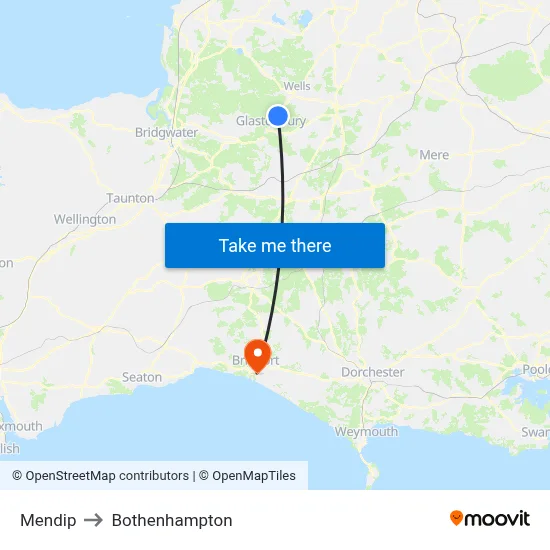Mendip to Bothenhampton map