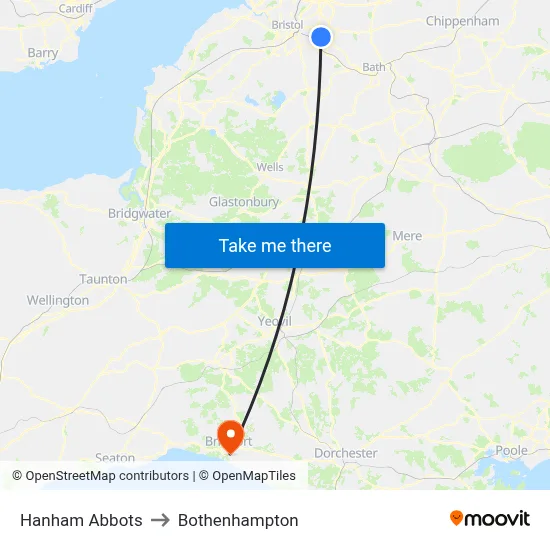 Hanham Abbots to Bothenhampton map