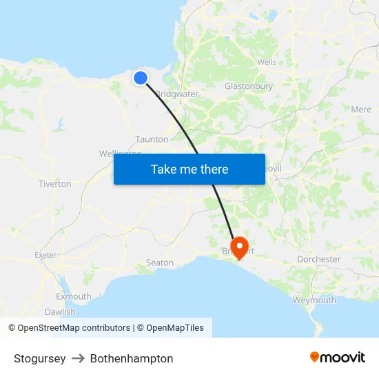 Stogursey to Bothenhampton map