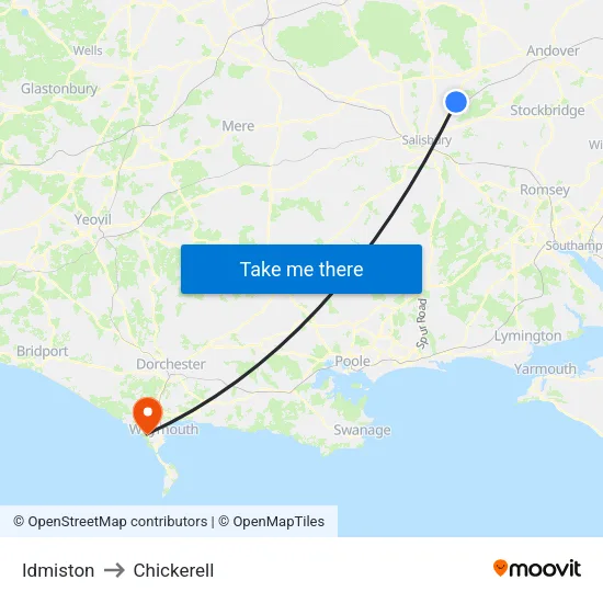 Idmiston to Chickerell map