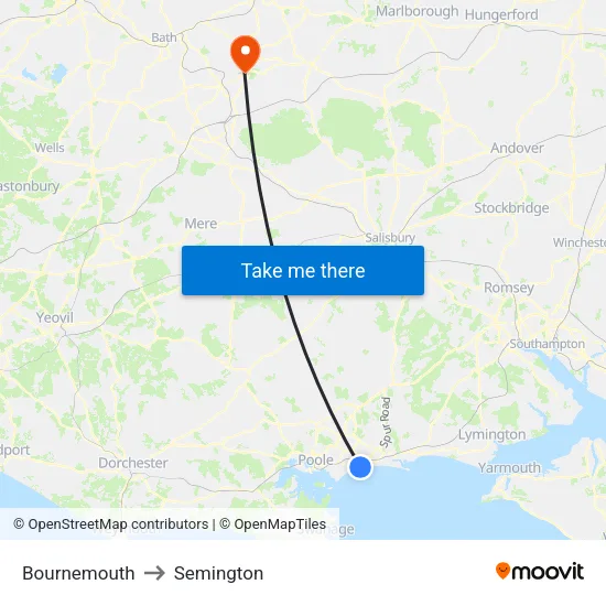 Bournemouth to Semington map