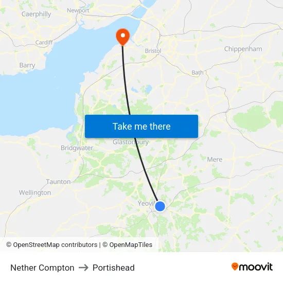 Nether Compton to Portishead map