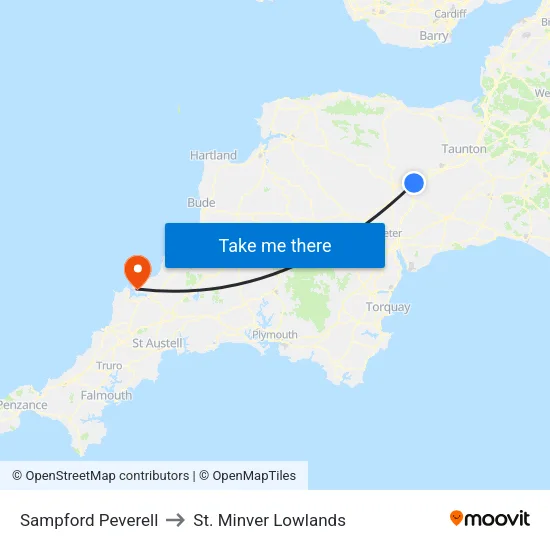 Sampford Peverell to St. Minver Lowlands map