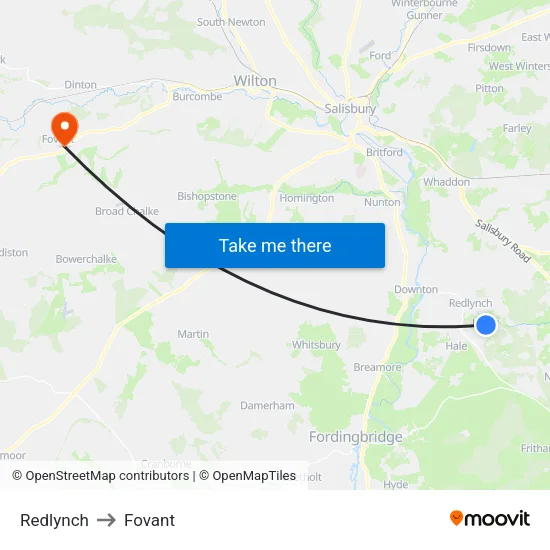 Redlynch to Fovant map