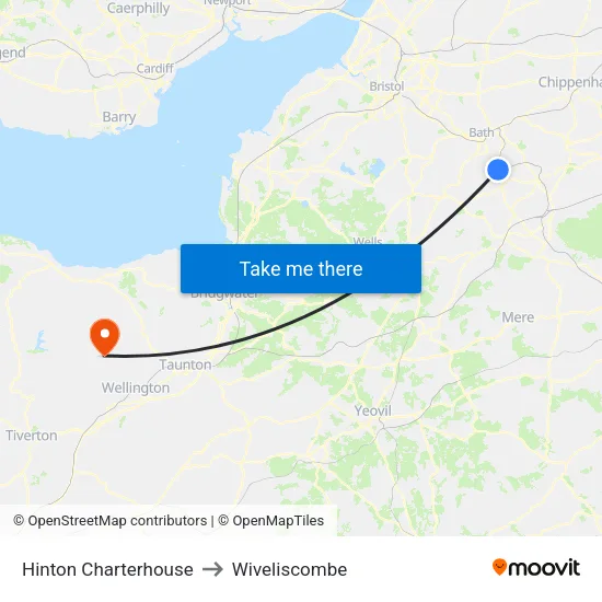 Hinton Charterhouse to Wiveliscombe map