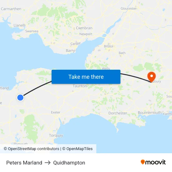 Peters Marland to Quidhampton map