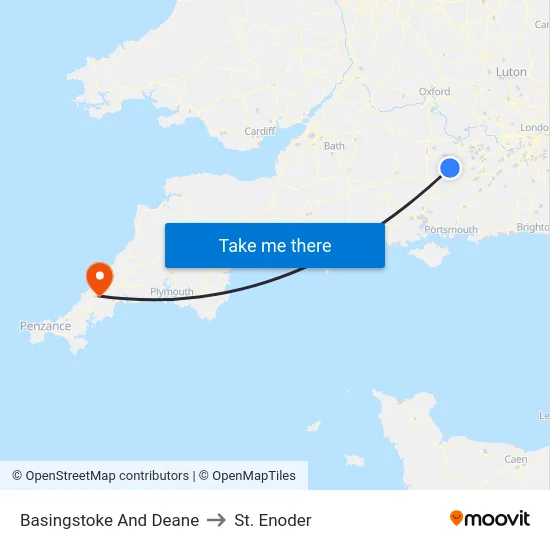 Basingstoke And Deane to St. Enoder map